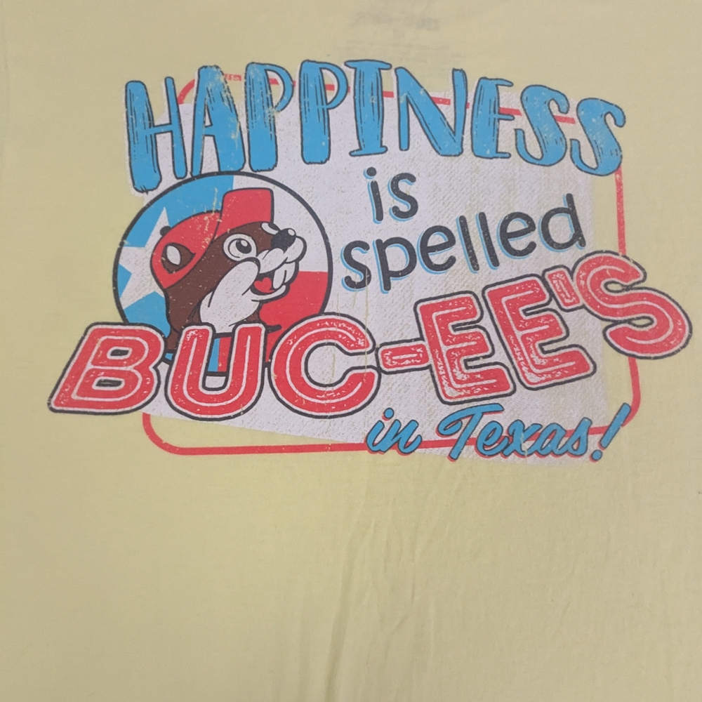 Buc-ess Yellow Tee Shirt Happiness is Spelled BUC-EE'S  XL